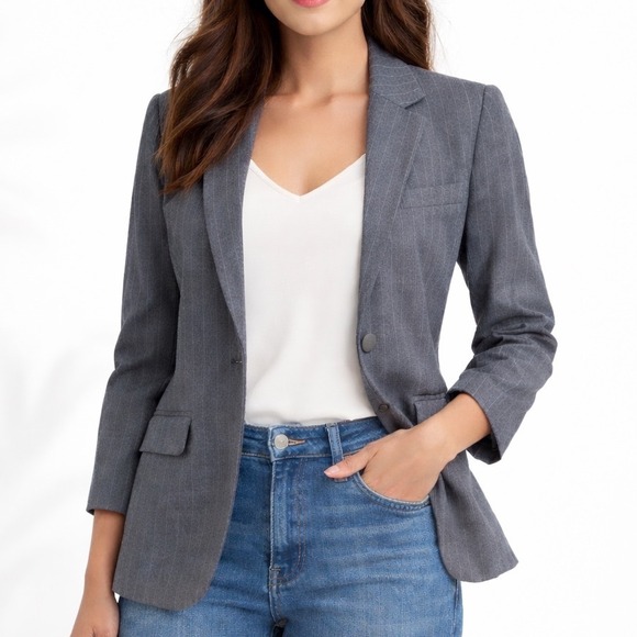 JJXX Jackets & Blazers - NWT JJXX women's Mary Brushed Reg Blazer TLR SN Dark Grey Pinstripe